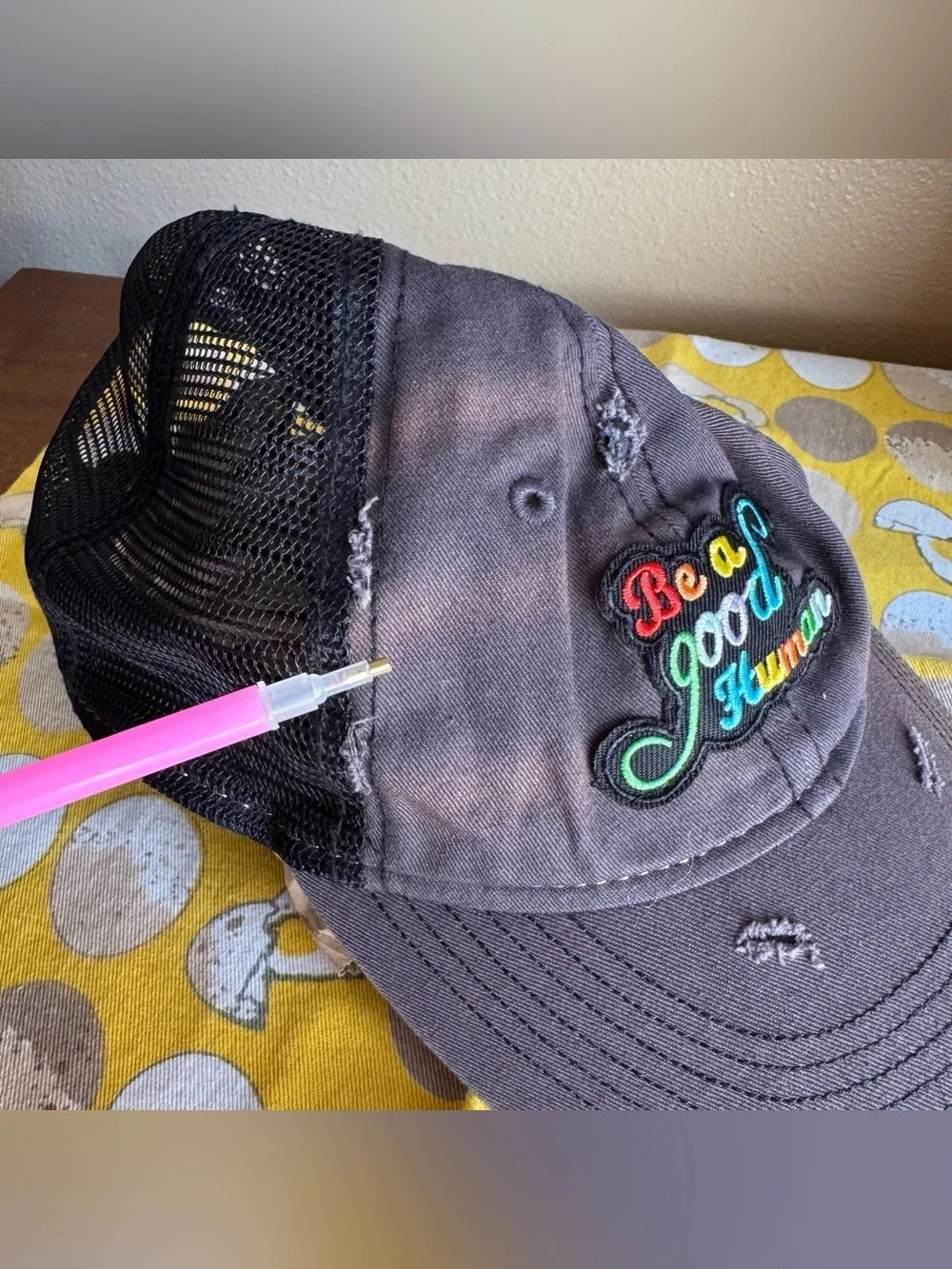 Sportsman Be a Good Human distressed baseball hat